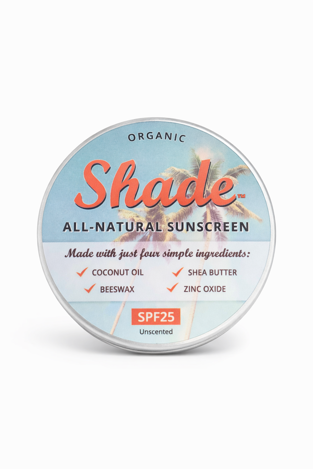 Shade™ Organic All‑Natural Sunscreen – SPF25 (Unscented)