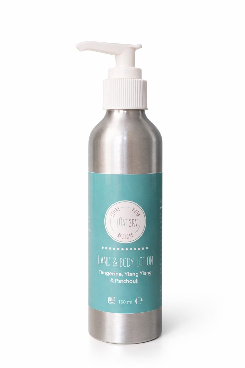 Hand and body lotion bottle with pump on a white background